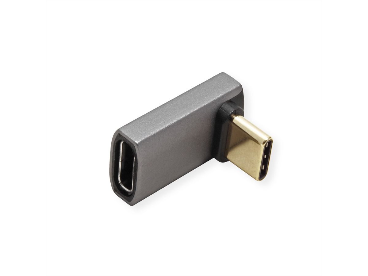 ROLINE Adapter, USB4 Gen 3x2, Aluminum, 90° wide, Type C, M/F, silver