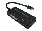 VALUE Mini DisplayPort - DVI/DP/HDMI Adapter, Mini DP M - VGA/DVI/HDMI F, v1.2, Active