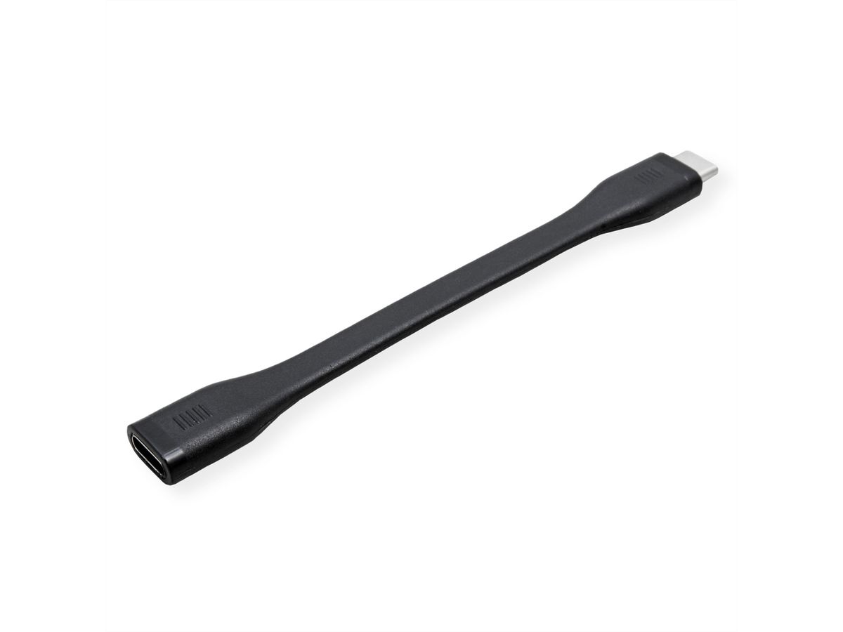 ROLINE USB4 Gen3x2 Cable, PD (Power Delivery) 20V5A, with Emark, C-C, M/F, black, 11.5 cm
