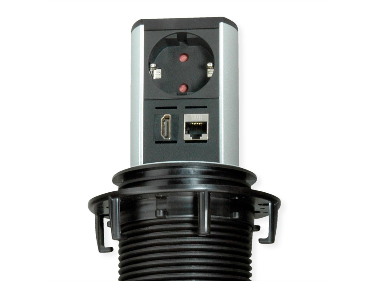 BACHMANN ELEVATOR 1xCEE7/3 1xHDMI 1xCAT6A 90° 0.5m GST18