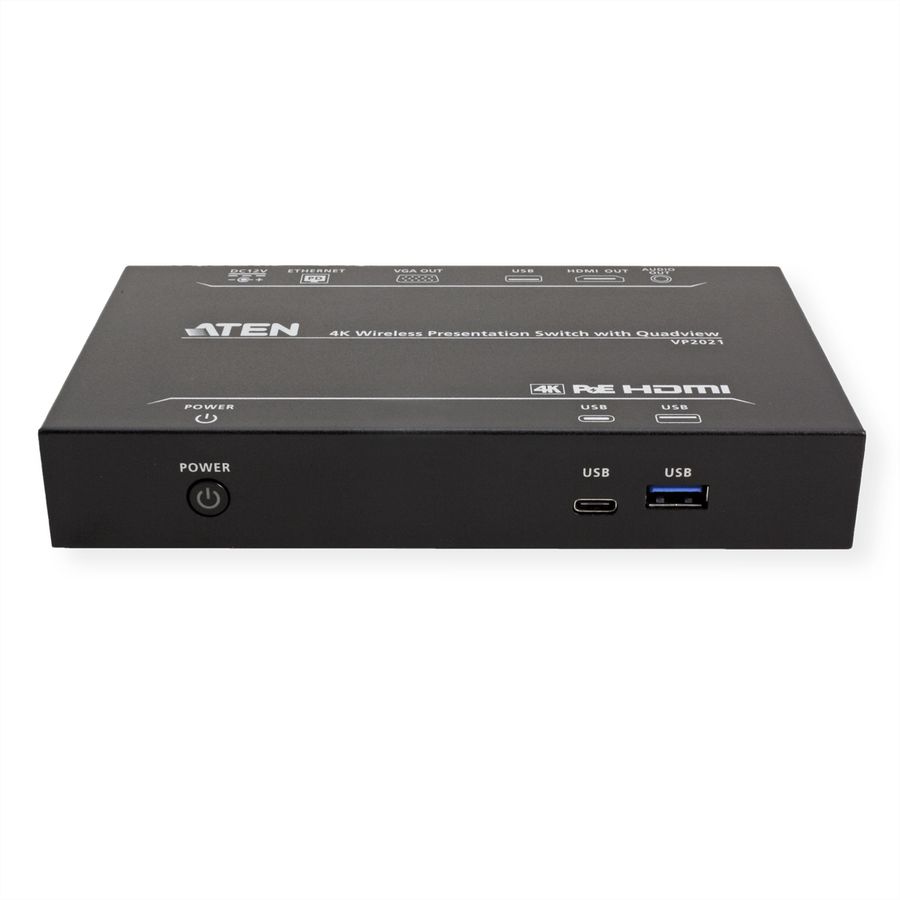 ATEN VP2021 4K draadloze presentatie switch met quad-weergave