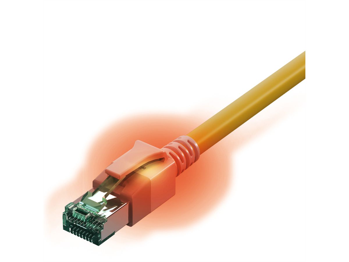 EasyLan S/FTP DualBoot® LED Kabel Cat.6A (Class EA), LSOH, geel, 0,5 m