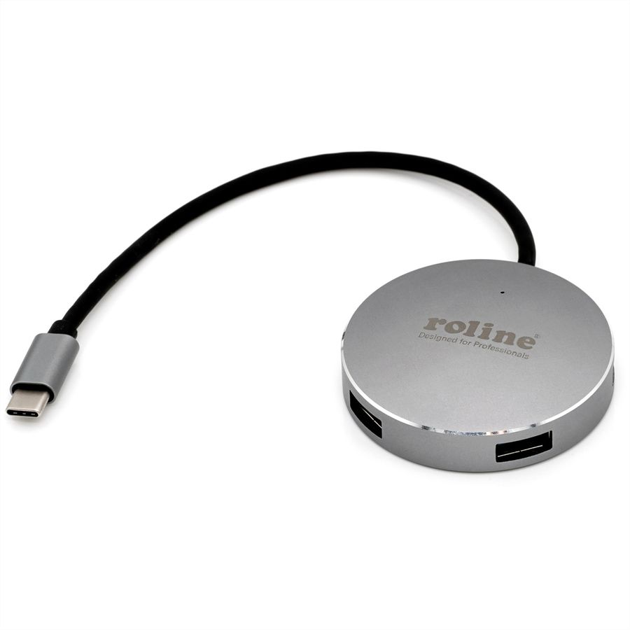 ROLINE USB 3.2 Gen 1 hub, rond, 4-voudig, type C aansluitkabel
