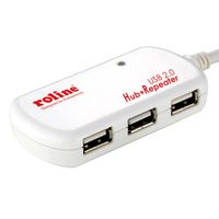 ROLINE USB 2.0 4-Poorts Hub met repeater, 12 m