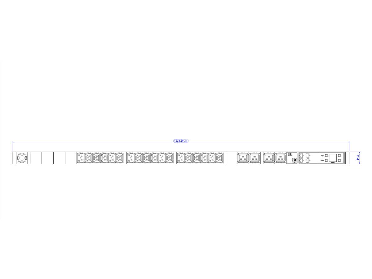 BACHMANN BN7000 Slaaf 18xC13 4xC19, Meting per fase 3G2.5 CEE16A Lan Schakelen p.D.