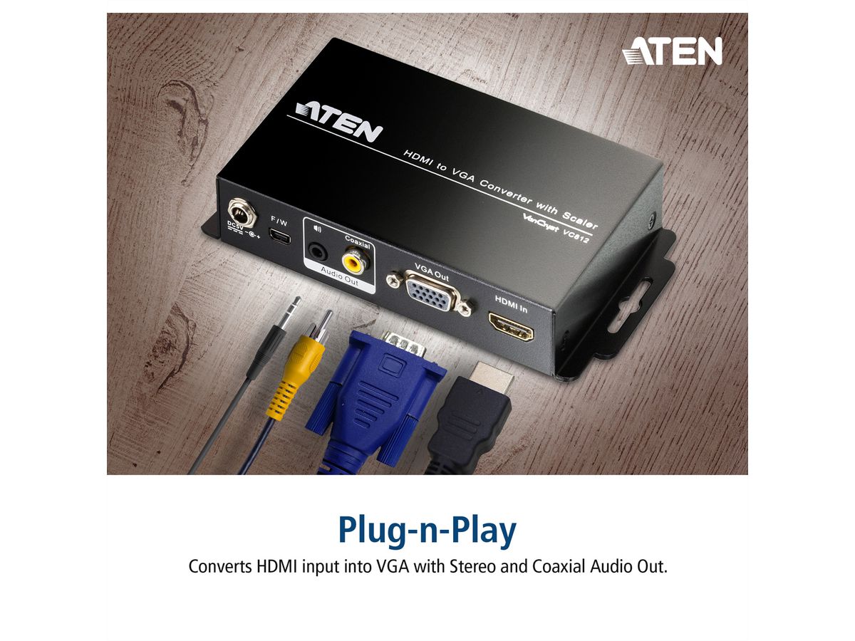 HDMI to VGA/Audio Converter with Scaler