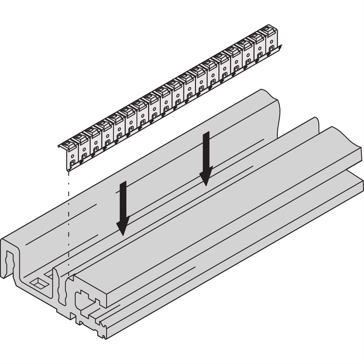 SCHROFF horizontale rail type H-VT, zwaar, met EMC-pakking, 28 pk