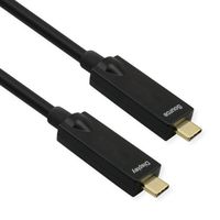 ROLINE USB 3.2 Gen 2-kabel, AOC, C-C, Male/Male, 10 Gbit/s, 4K60Hz, PD (Power Delivery) 60 W, zwart, 10 m