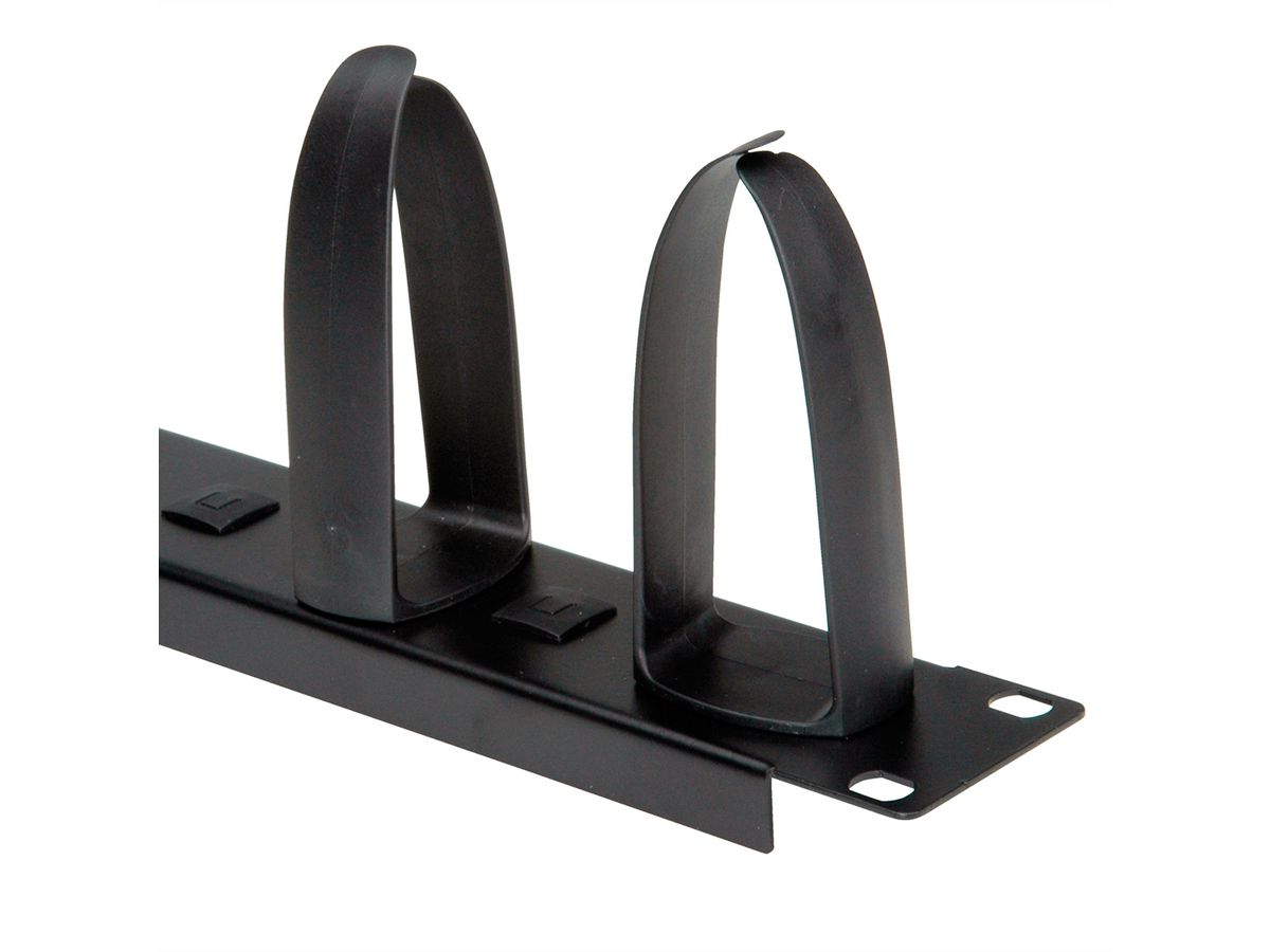 VALUE 19" Cable Management plate with Horizontal/Vertical Cable Rings for Cabinets, black
