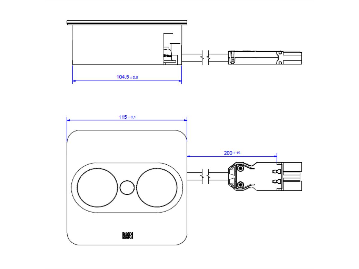 BACHMANN TWIST 2 1xCEE7/3 1xUSB A/C 22W 0.2m GST18 silver square
