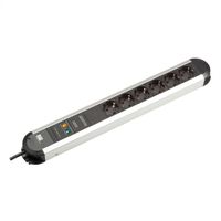 BACHMANN PRIMO socket strip 6x earthing contact aluminium full device protection, 1.75 m