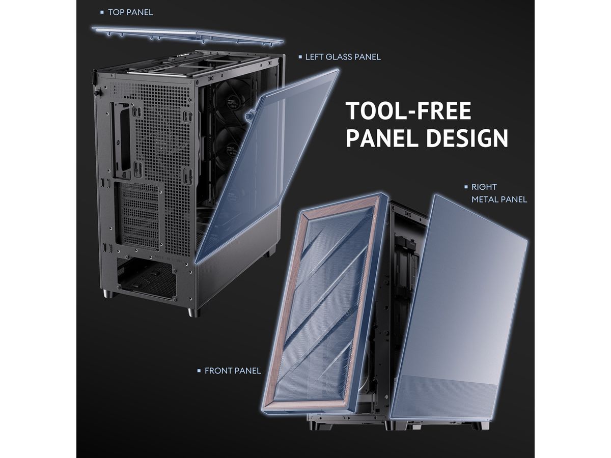 ANTEC FLUX PC case Midi Tower Gaming ATX, black