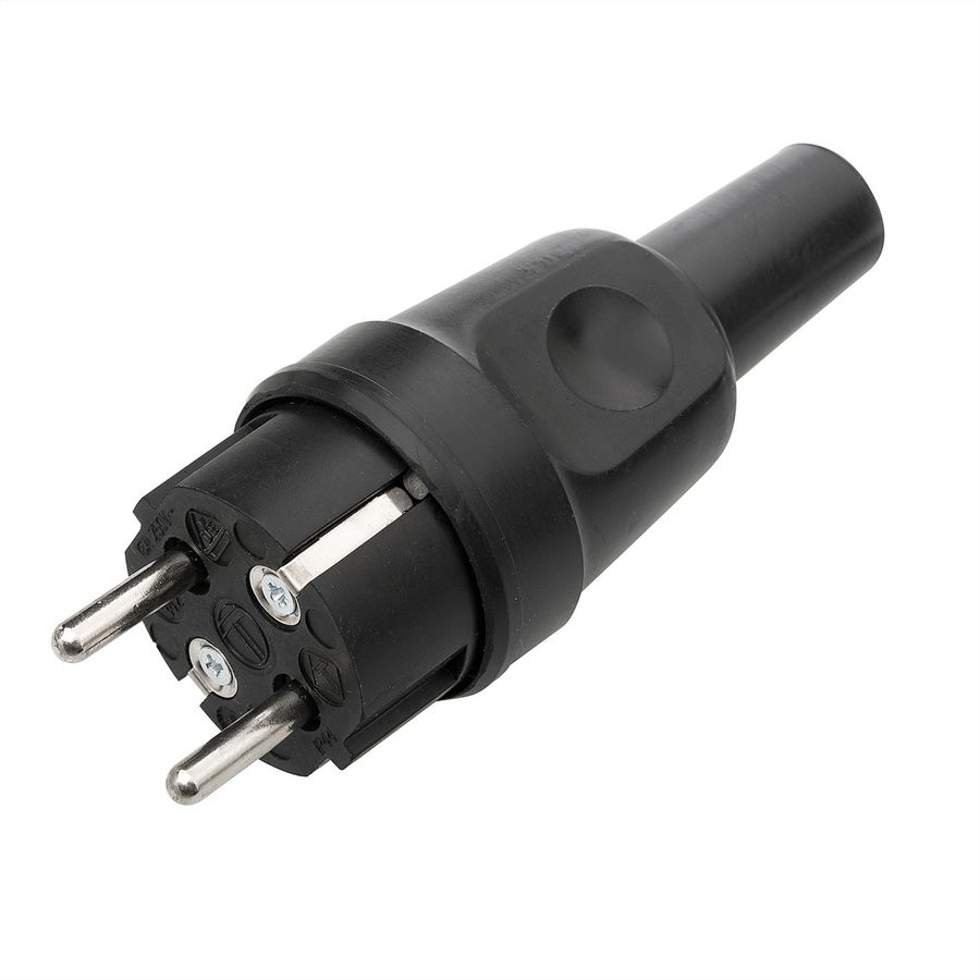 BACHMANN HEAVY-DUTY EARTHED PLUG, Solid rubber, black
