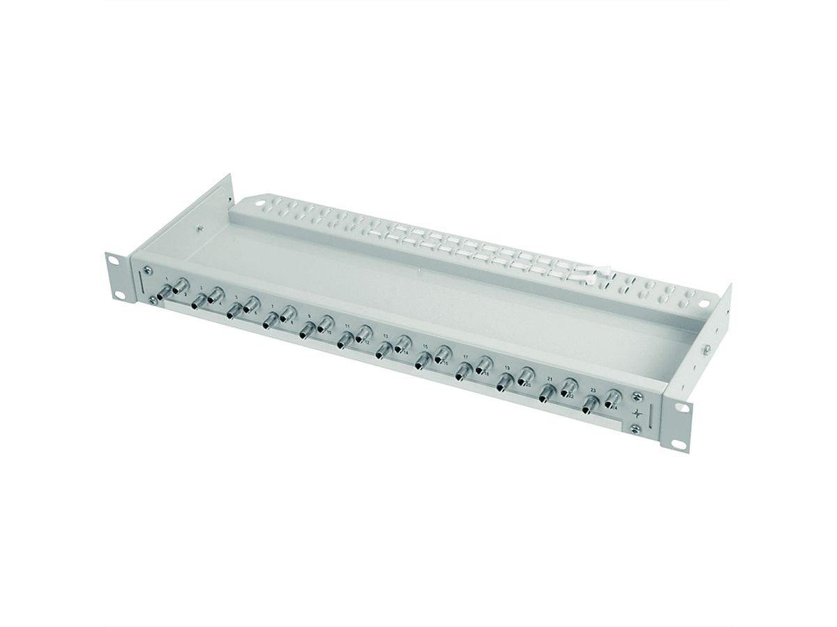 TELEGÄRTNER 19" ECONOMY V 1 HU patch panel, with assembled adaptors 24xST adaptors