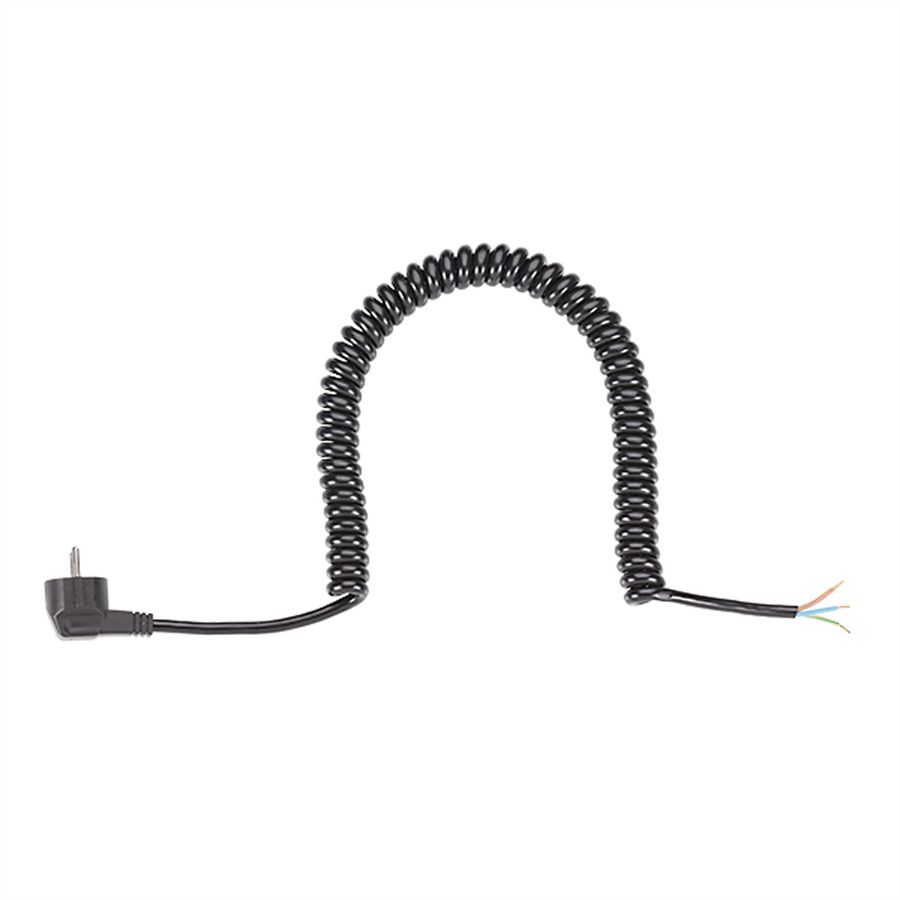 BACHMANN Wendelleitung 0,5-2m schwarz, H05VV-F 3G1,5mm² AEH/CEE7/7