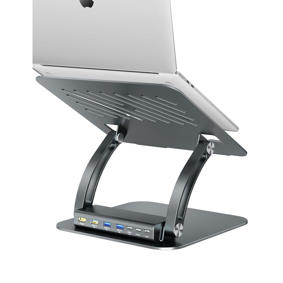 EXSYS EX-1224HM Laptop-Stand with removable 7-in-1 USB-C docking station, for Laptop, Notebook, MacBook & Tablet