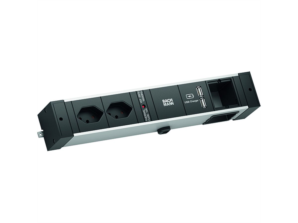 BACHMANN DESK RAIL 2xCH T13 USB Oplader, 1xCM 2,0m GST18 Zwitserland