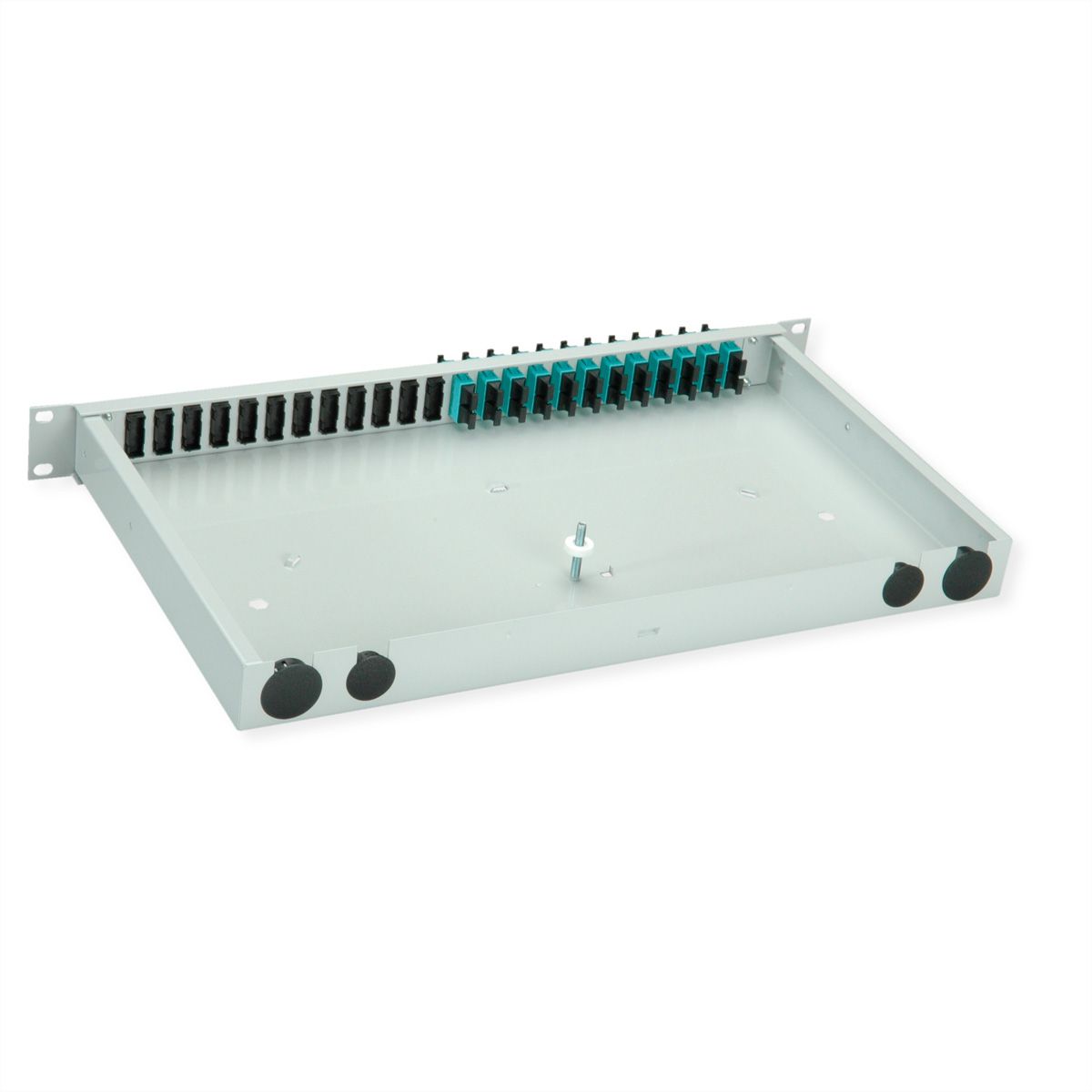 TELEGÄRTNER BASIS eco LWL-Panel mit Kupplungen, 12x SC Duplex, türkis, OM3