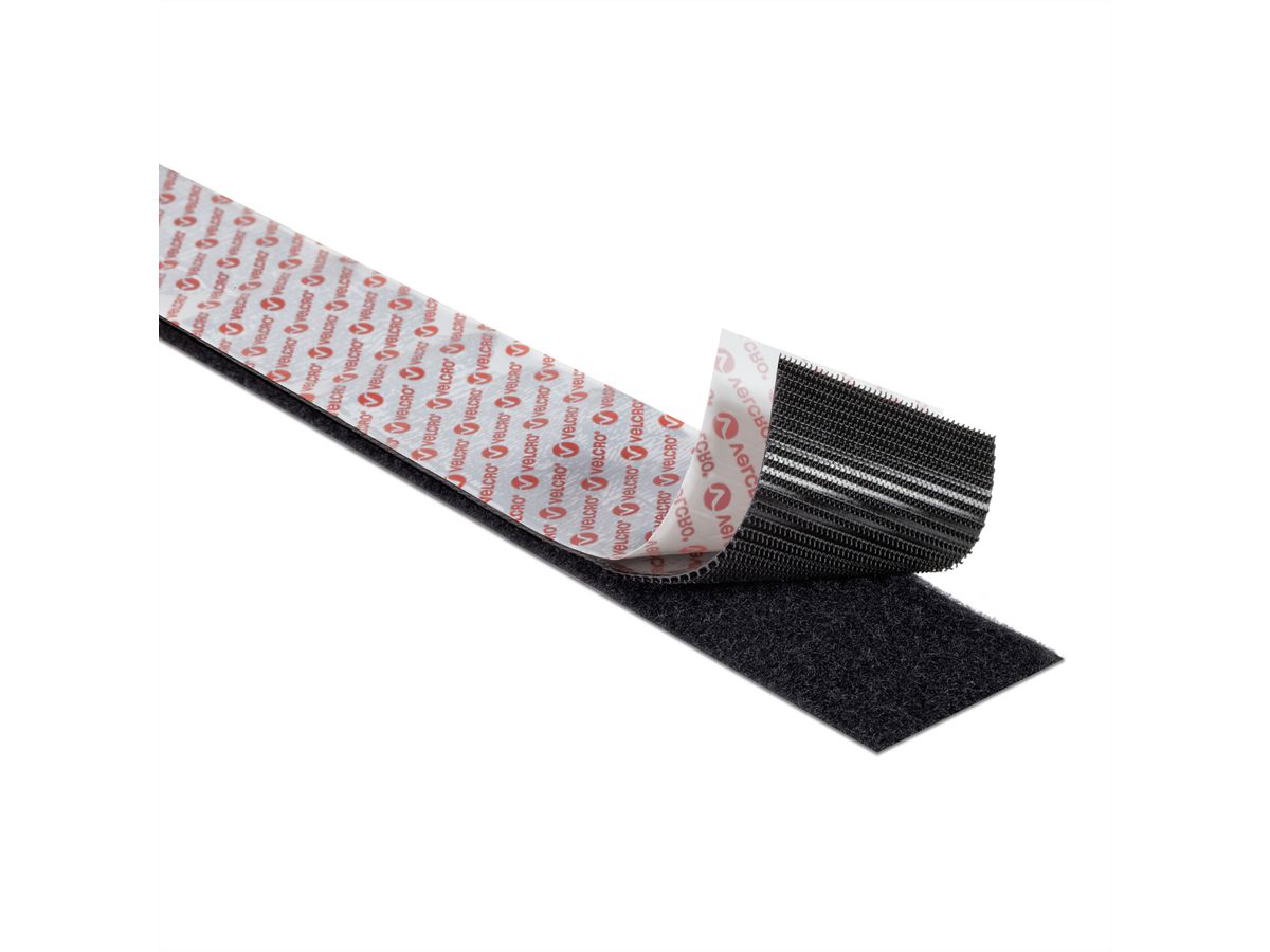 VELCRO® Klettband Extra Stark Selbstklebend, Haken & Flausch 50mm x 2.5m Schwarz