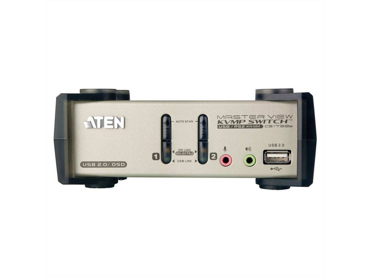 ATEN CS1732B KVM Switch VGA, PS/2-USB, Audio, USB-Hub, 2 Ports