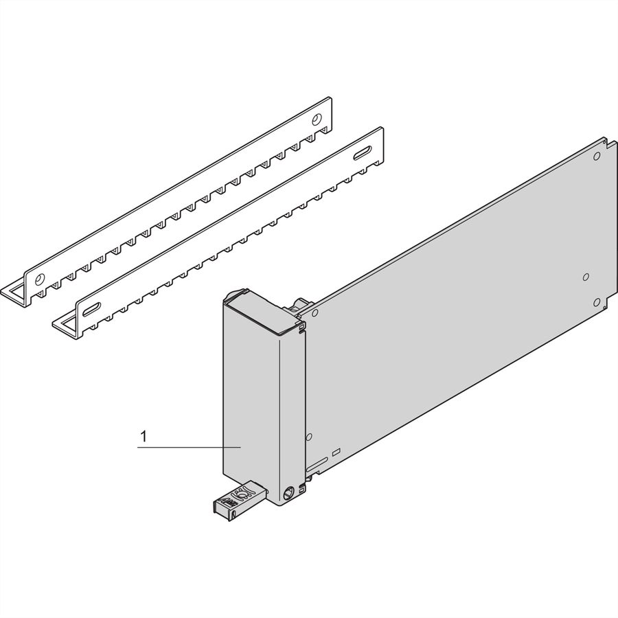 SCHROFF AMC vulmodule met greeplijst, dubbele middenmaat, aluminium