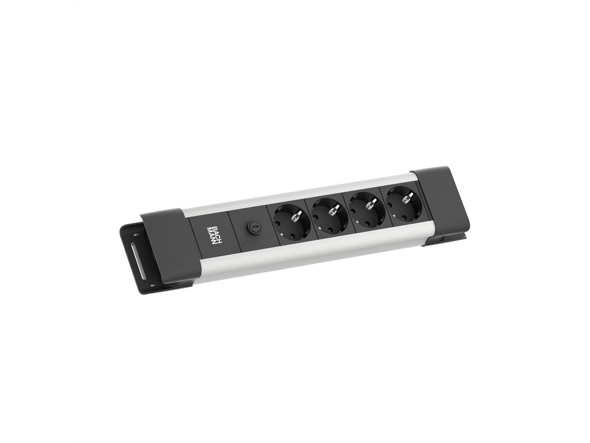 BACHMANN CONNECTUS 3xCEE7/3, rot 10 A Strom 2,0m C14-Stecker Grau