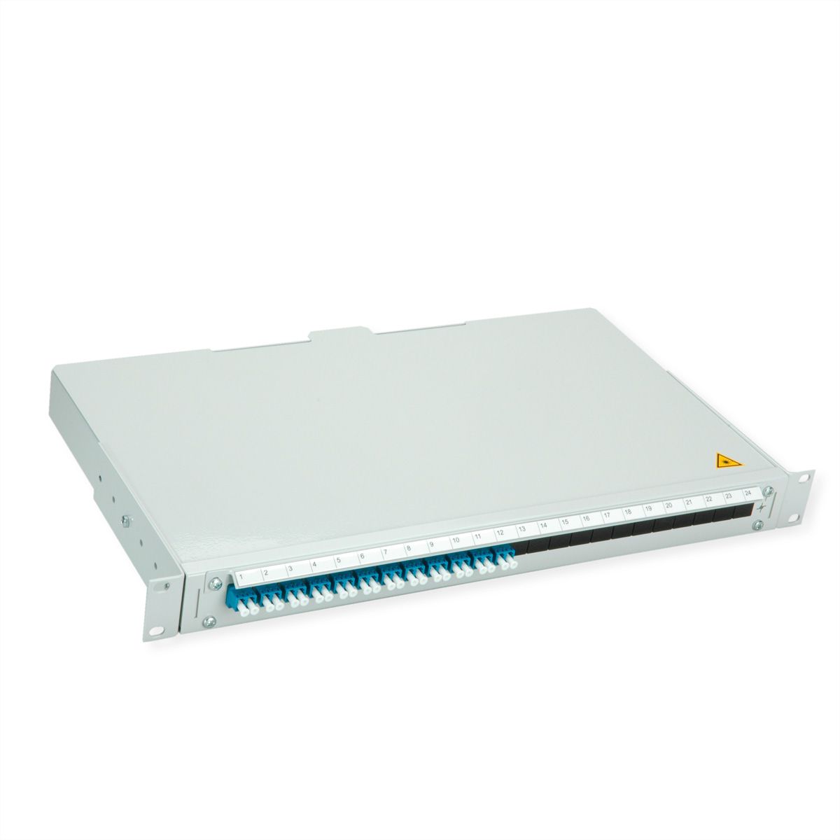 TELEGÄRTNER BASIS V LWL-Panel mit Kupplungen, 12x LC Duplex, blau, OS2
