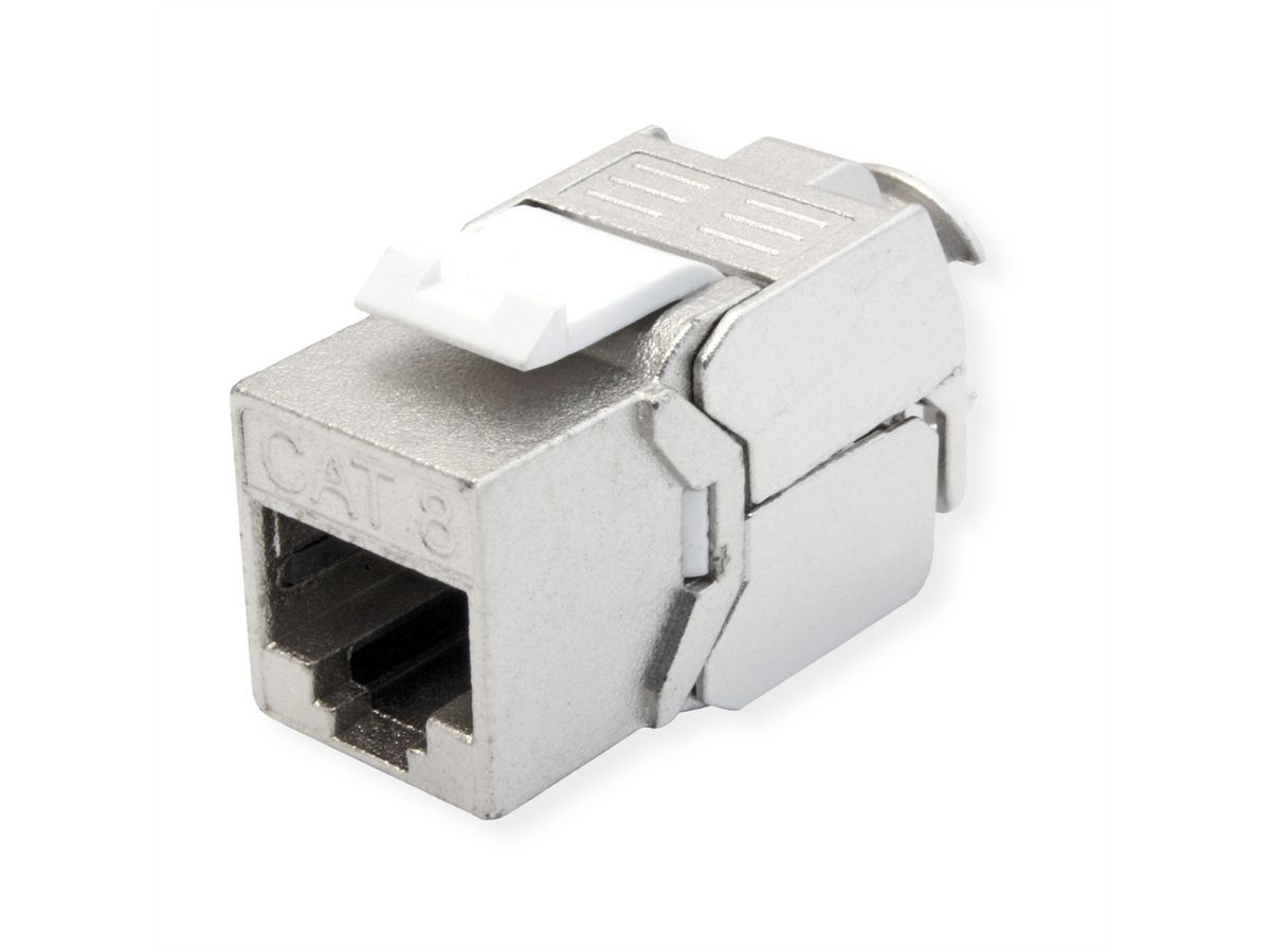 VALUE Cat.8 (Klasse I) Keystone, afgeschermd, zonder gereedschap, zilver