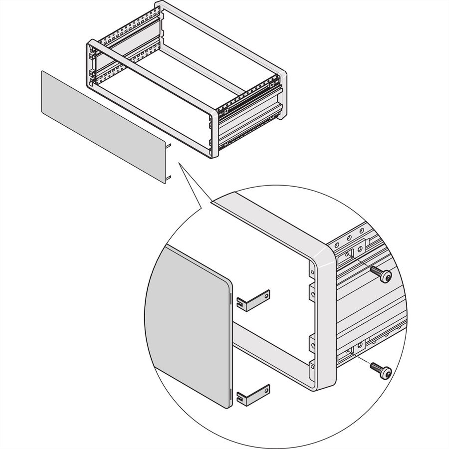 SCHROFF CompacPRO Front/Rear Panel, with Hidden Fixing, 3 U, 42 HP, 2.5 mm, Al, Anodized, Untreated Edges