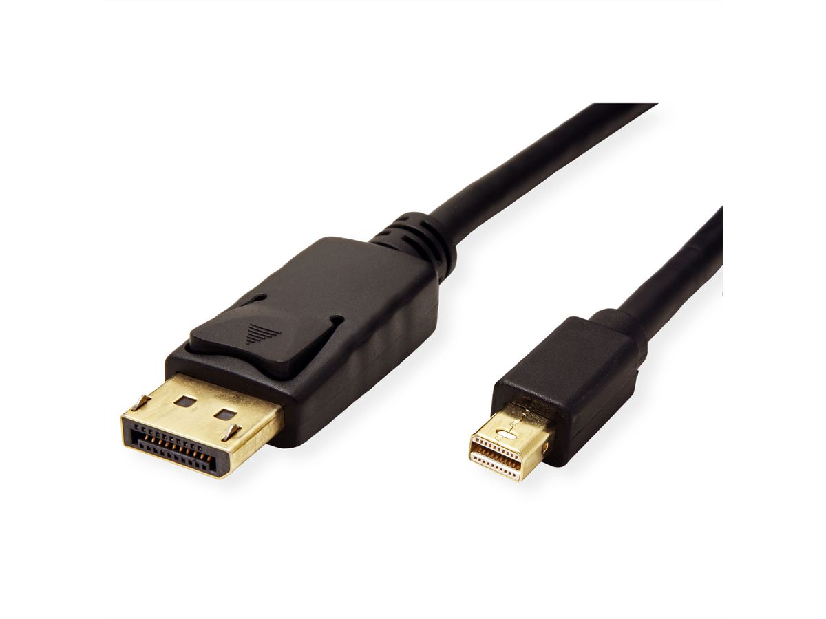 ROLINE Mini DisplayPort Cable, v1.4, mDP-DP, M/M, black, 2 m