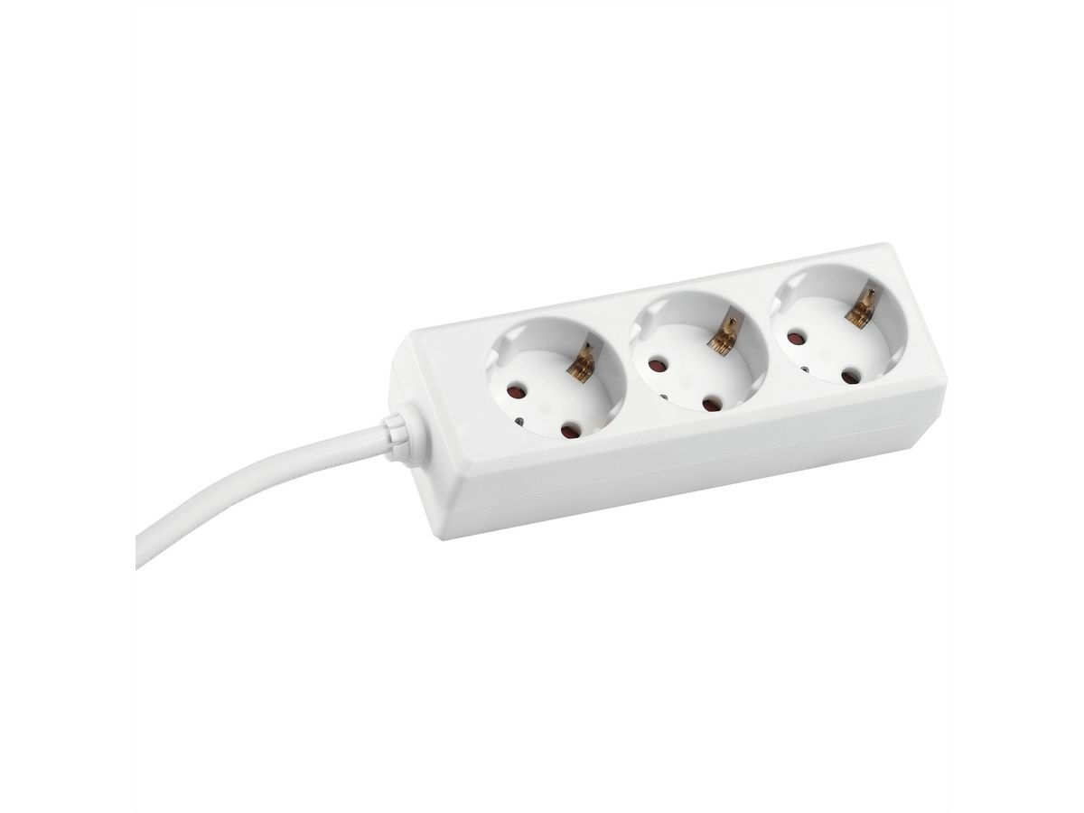 BACHMANN SELLY stekkerdoos 3x geaard contact, wit, 3 m