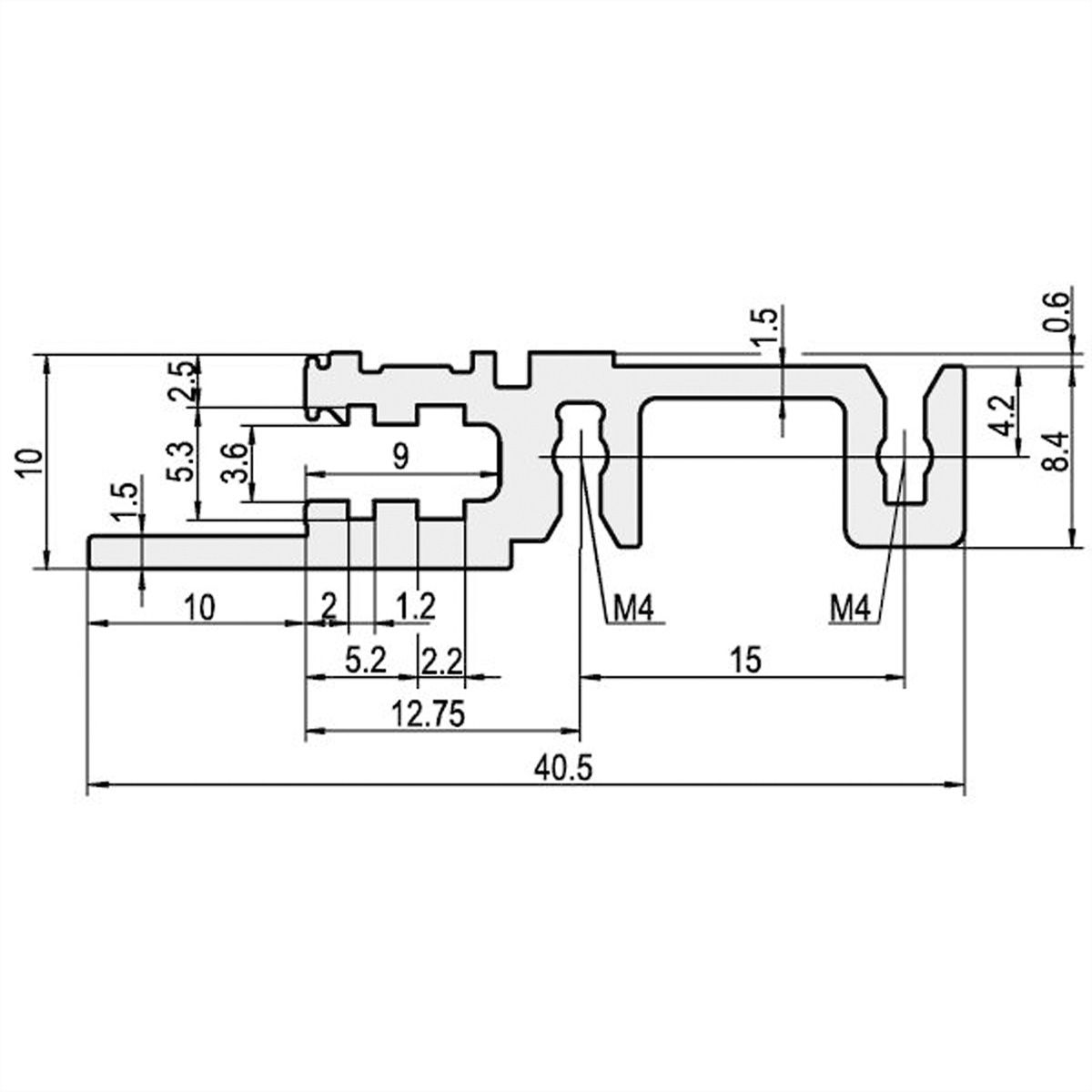 SCHROFF horizontale rail, voorzijde, type H-LD, zwaar, lange lip, voor IEEE-toepassing, 84 HP