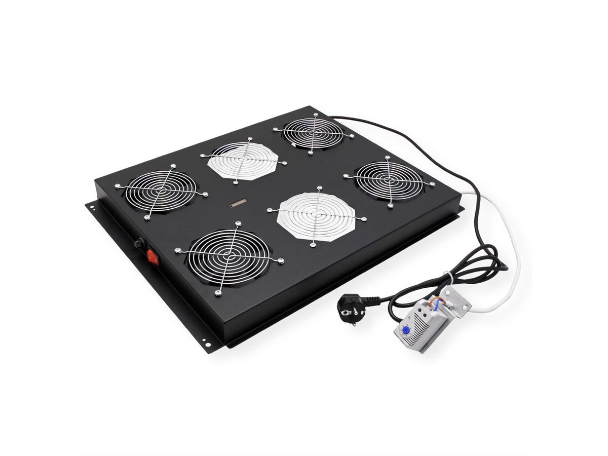 ROLINE 19-inch roof-mounted fan unit 4 fans, Thermostat black