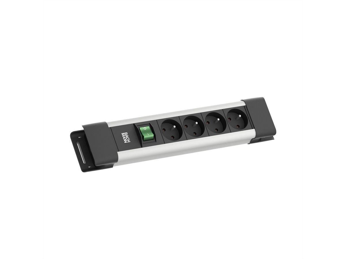BACHMANN CONNECTUS 4xUTE, 1xSchalter 2,0m CEE7/7 Grau