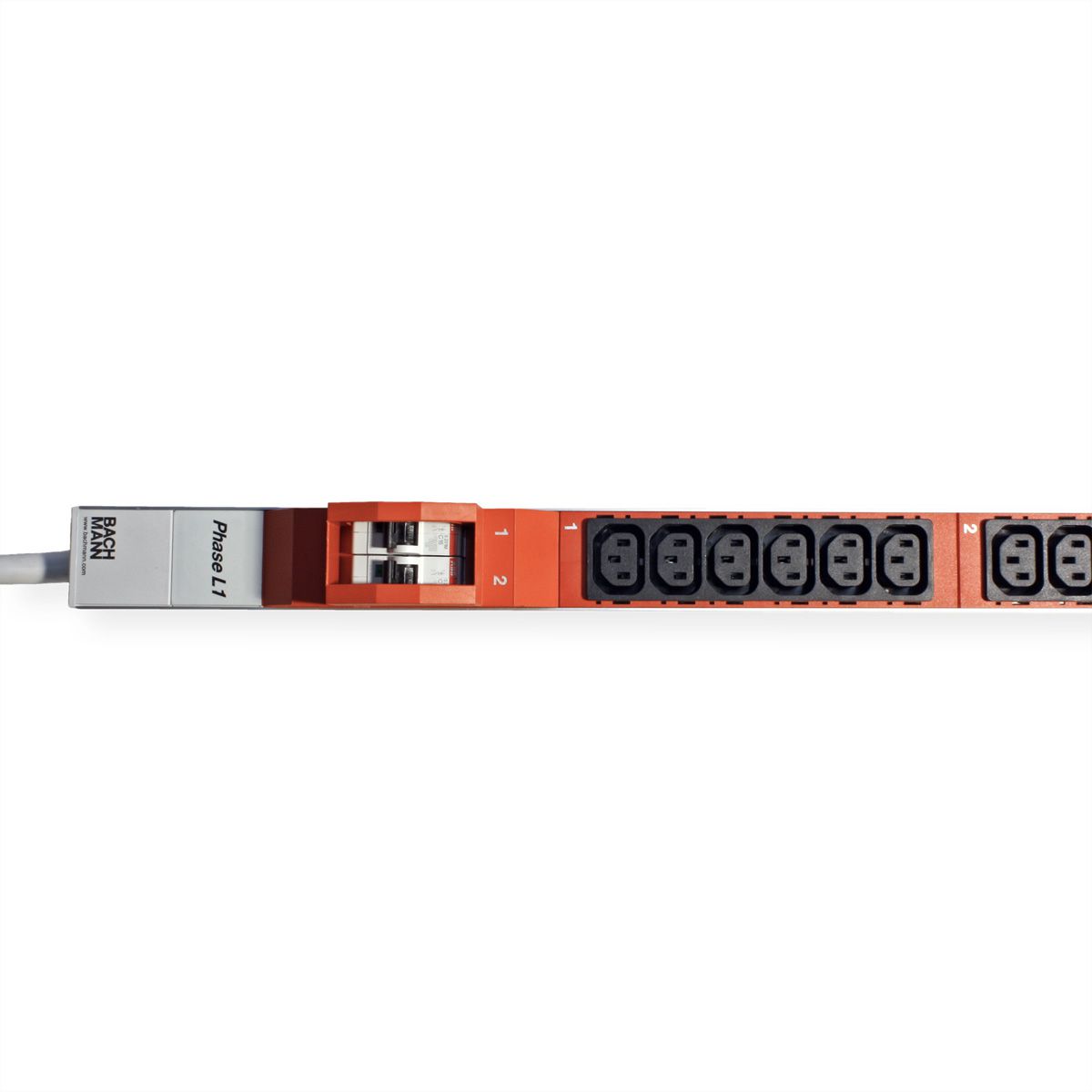 BACHMANN IT PDU ALU 1U 36x C13 6x miniature circuit breakers CEE 3x32A red