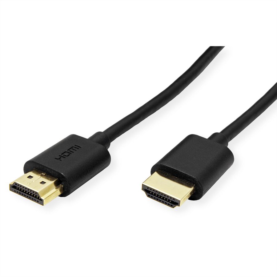 ROLINE HDMI High Speed Cable + Ethernet, Ultra Slim, M/M, black, 1.5 m