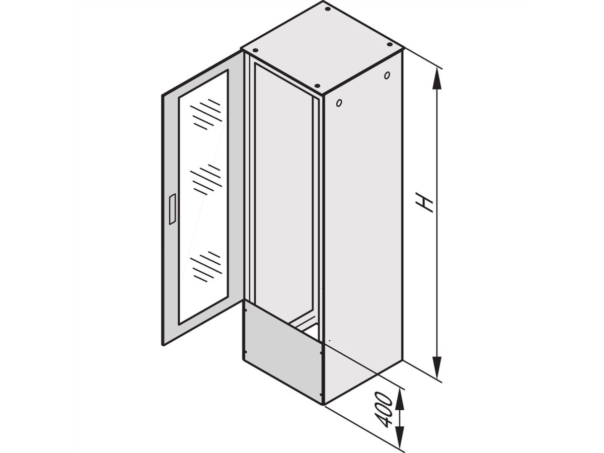 SCHROFF Varistar Connection Plate for Shortened Door/Rear Panel, With brush strip, RAL 7021, 400H 600W