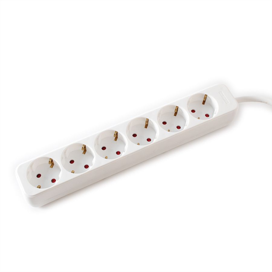 VALUE 6-voudige stekkerdoos zonder schakelaar, wit, 3 m