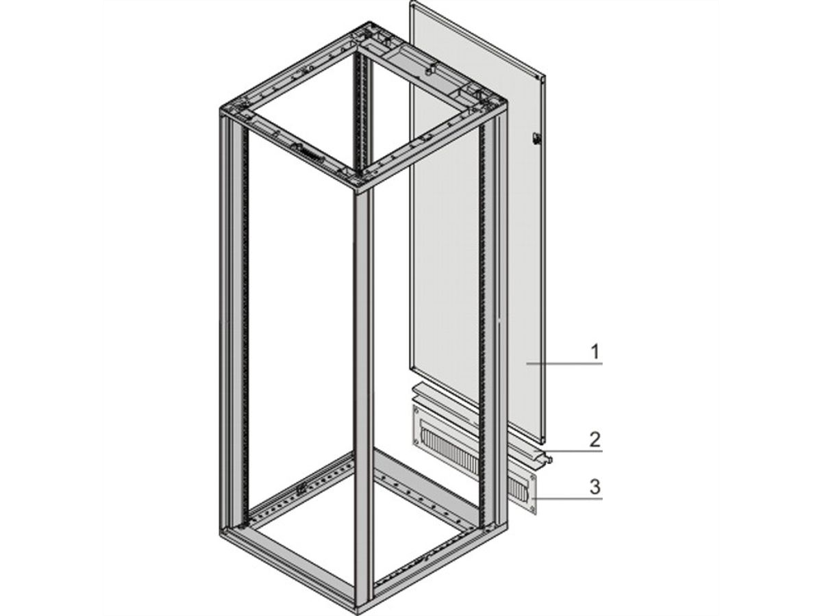 SCHROFF Novastar achterwand met kabelgoot, RAL 7035, 25 U 553W