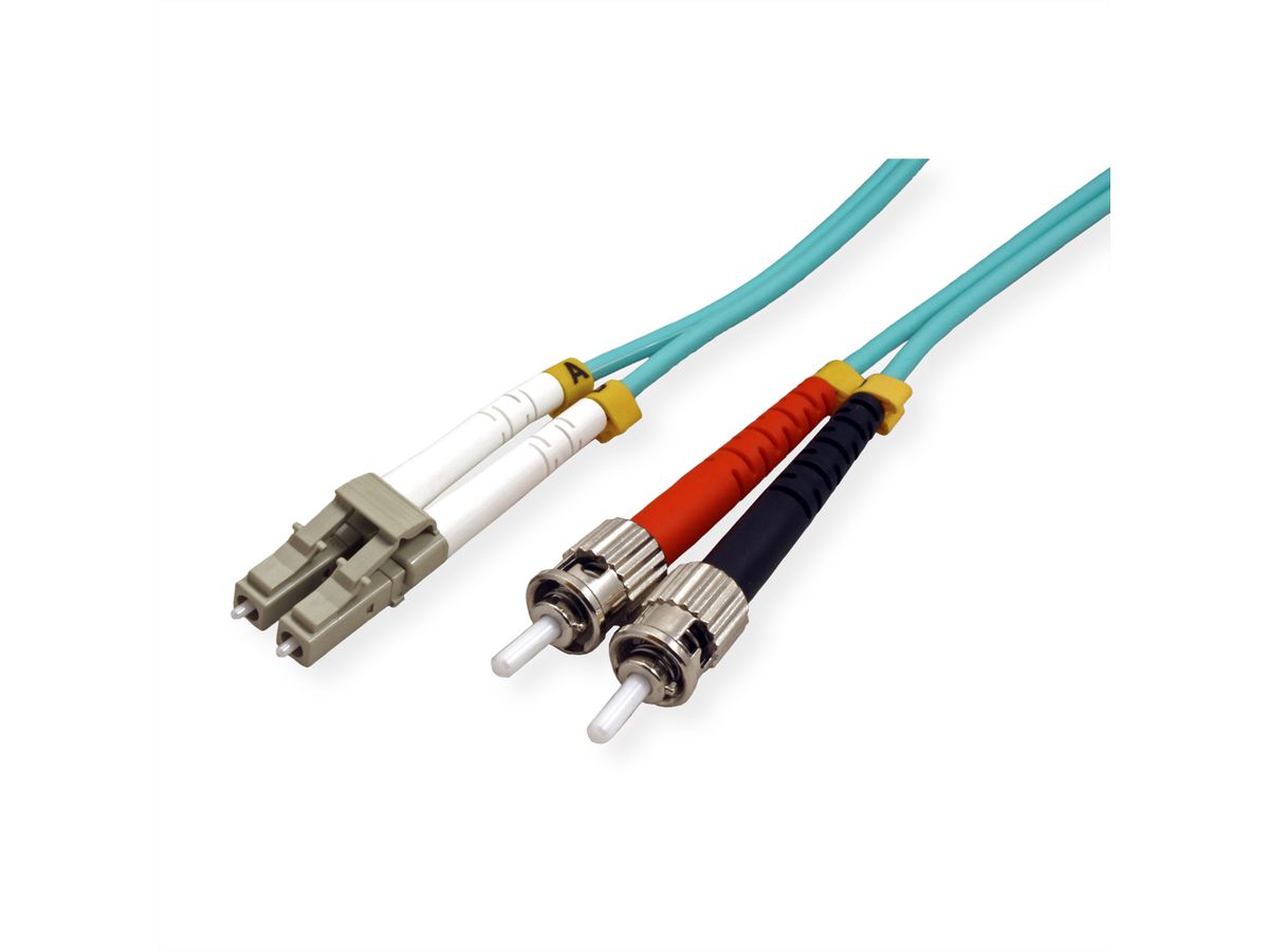 VALUE F.O. kabel 50/125µm OM3, LC/ST, turkoois, 0,5 m