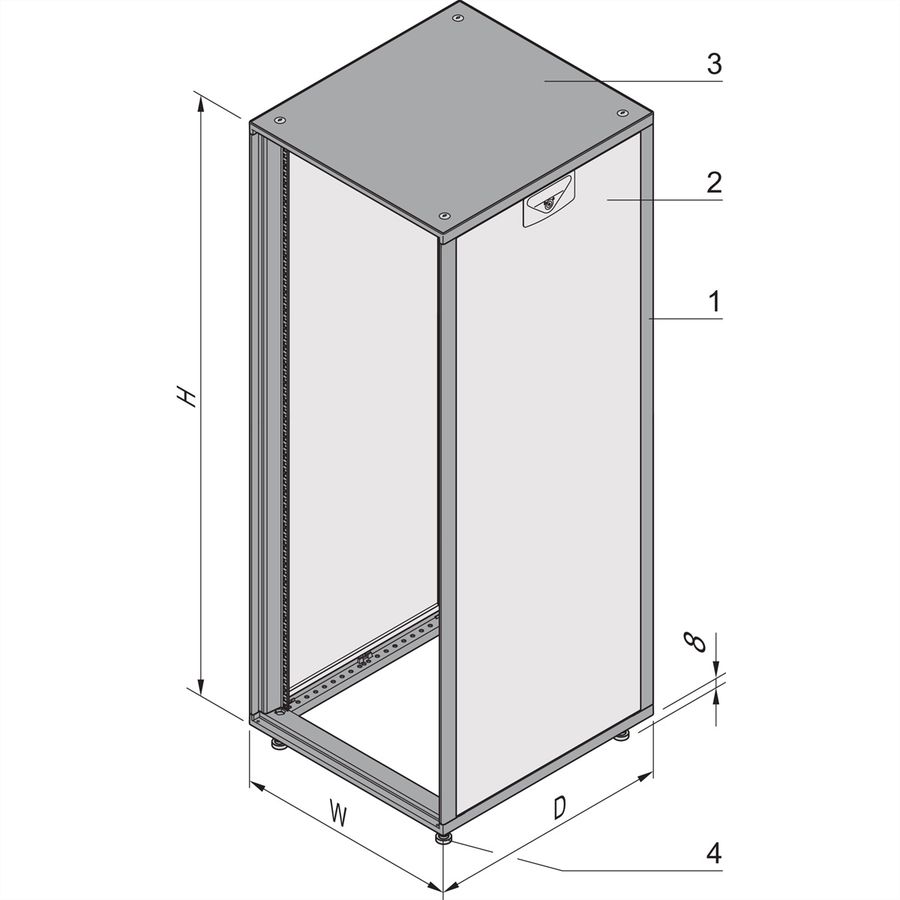 SCHROFF Novastar Cabinet Without Door and Rear Panel, Heavy-Duty, RAL 7021, 1567H 553W 800D