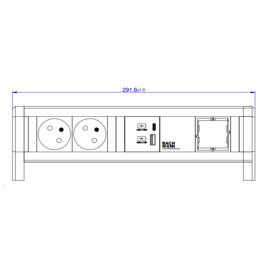 BACHMANN DESK 2xUTE 1xUSB A&C 22W 1xCM GST18