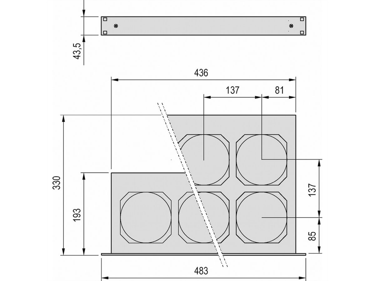 SCHROFF 19" ventilatoreenheid, 1 HE, 6 ventilatoren, 230 VAC