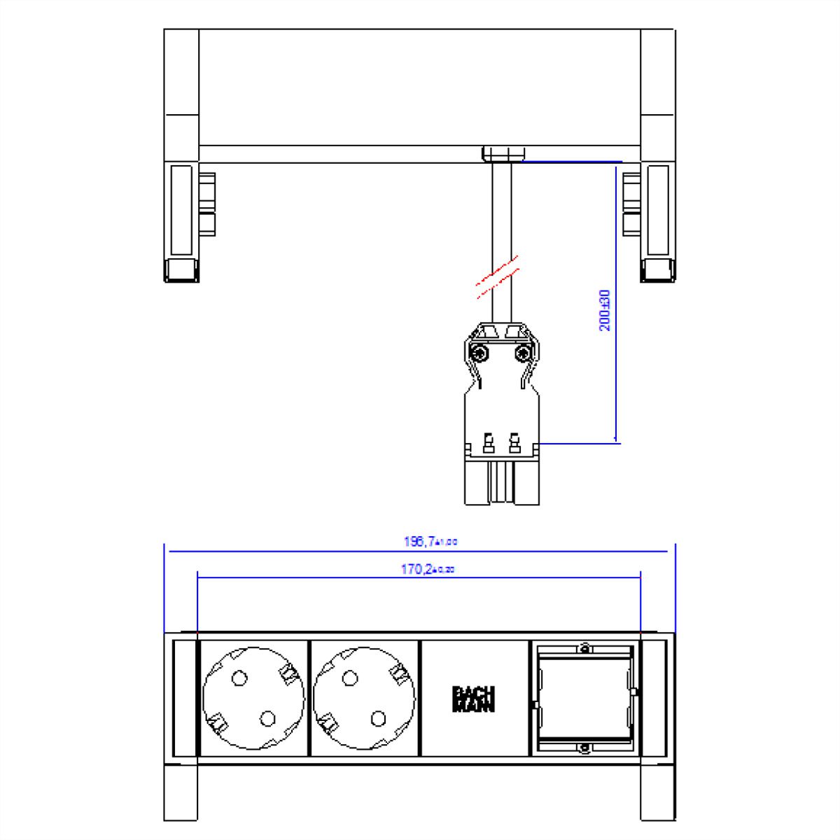BACHMANN DESK2 2x earthing contact 1x ABD GST18 Inox
