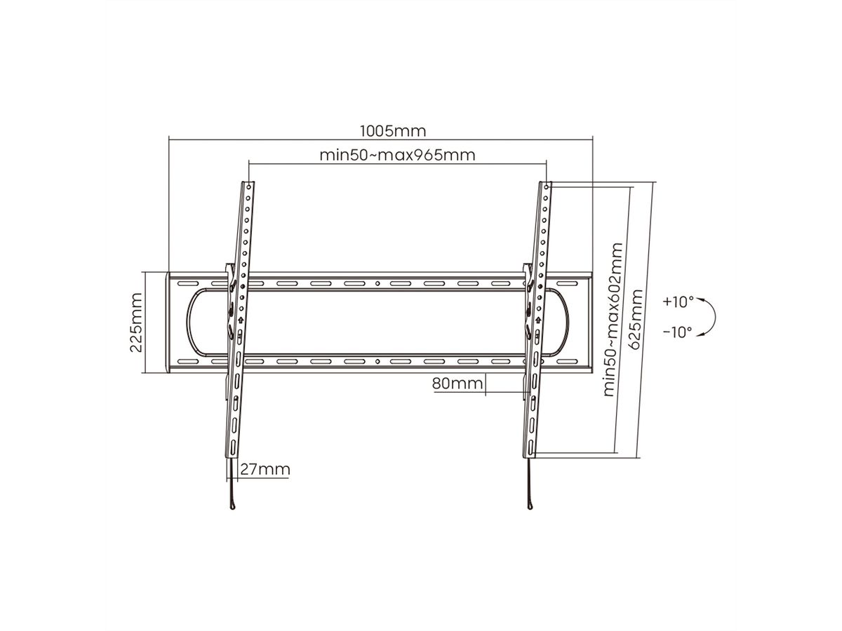 VALUE TV muurbeugel, 80 mm afstand tot de muur, kantelbaar, <304,8cm/120", <120kg