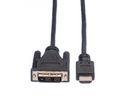 ROLINE Monitorkabel DVI (18+1) - HDMI, M/M, zwart, 2 m