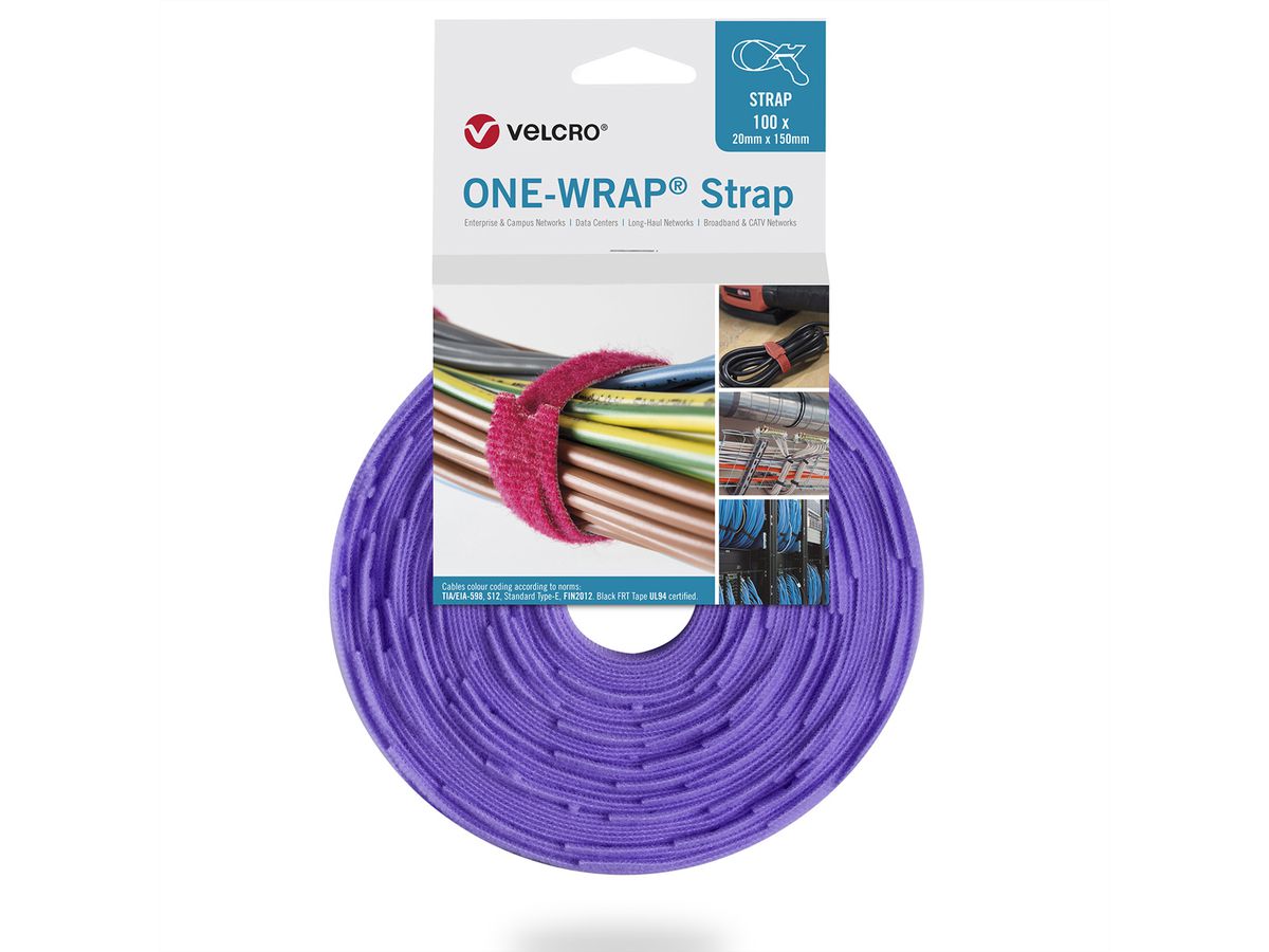 VELCRO® One Wrap® Bindband 13mm x 200mm, 100 stuks, violet