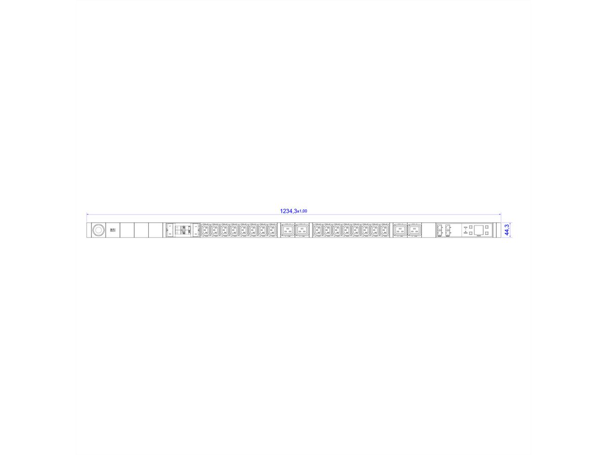 BACHMANN BN7000 16xC13 4xC19 2xLS, Mess.p.Ph. 3G4 CEE32A Lan-schakelaar.p.D