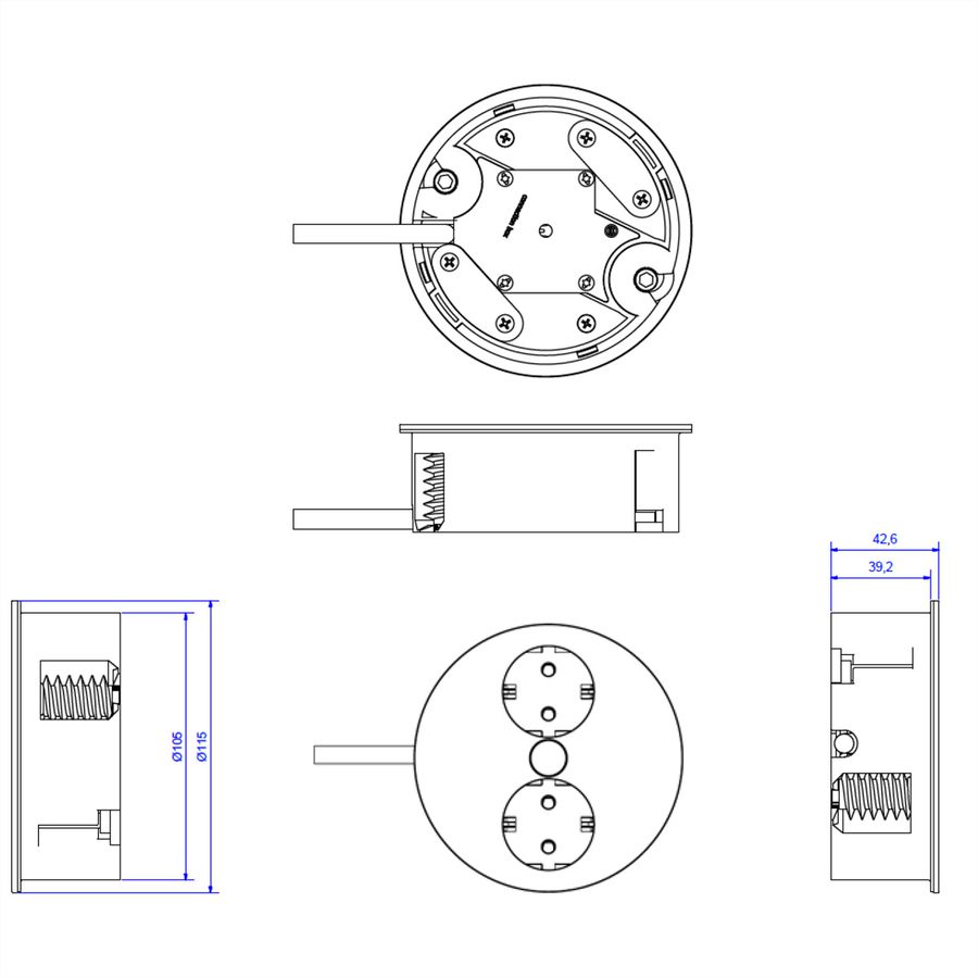BACHMANN TWIST 2x earthing contact, wire end ferrules, earthing contact mounting plug, chrome, 2 m