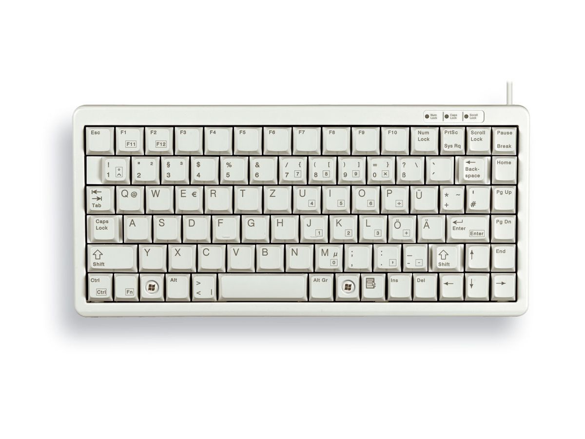 CHERRY Compact Keyboard, QWERTY, 83 keys, Combi USB/PS2, Light Grey